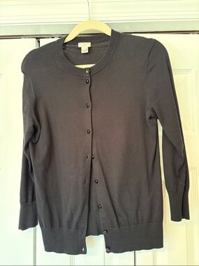 J. Crew Black Button-Front Crewneck Cardigan